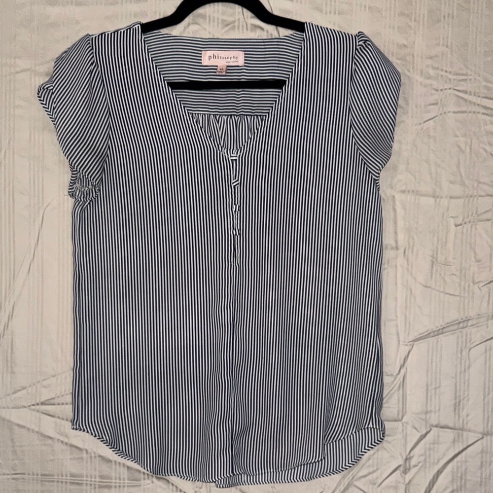 Philosophy Blue and White Striped Blouse